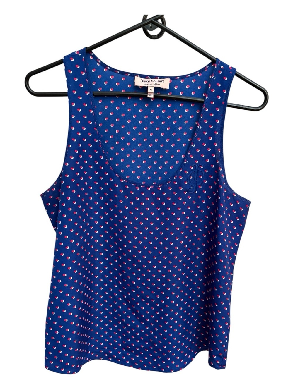 Vintage Juicy Couture Blue Polka Dot Cami Pajama Top Embroidered Logo M